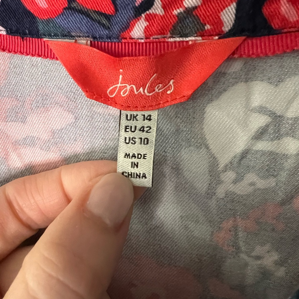 Joules Floral Long Sleeve Dress in Navy and Pink - Picture 3 of 7